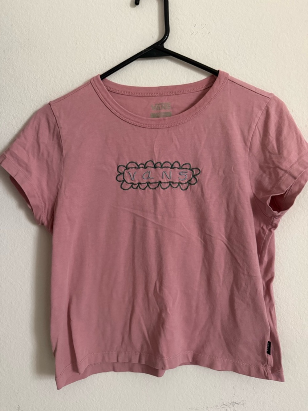 Vans Pink Short Sleeve Crewneck Tee with Embroidered Logo